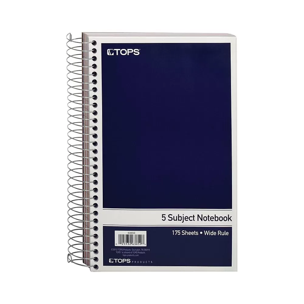 Oxford Subject Notebooks<5-Subject Subject Notebooks, 6" x 9.5", Wide Ruled, 175 Sheets, Blue (63859)