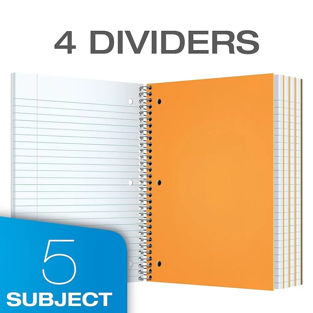 Oxford Subject Notebooks<5-Subject Subject Notebooks, 8" x 10.5", Wide Ruled, 180 Sheets, Each (65058)