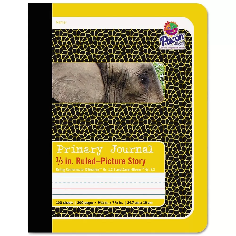 Pacon Composition Notebooks<Composition Notebooks, 9.75" x 7.5", College Ruled, 100 Sheets, Yellow (P2426)