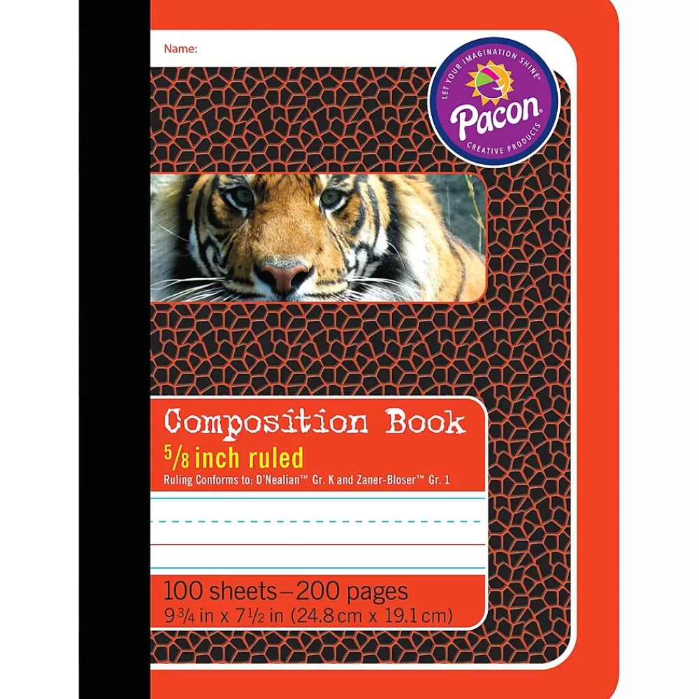 Pacon Composition Notebooks<Composition Notebooks, 9.75" x 7.5", Primary Ruled, 100 Sheets, Multicolor, 6/Bundle (PAC2427-6)