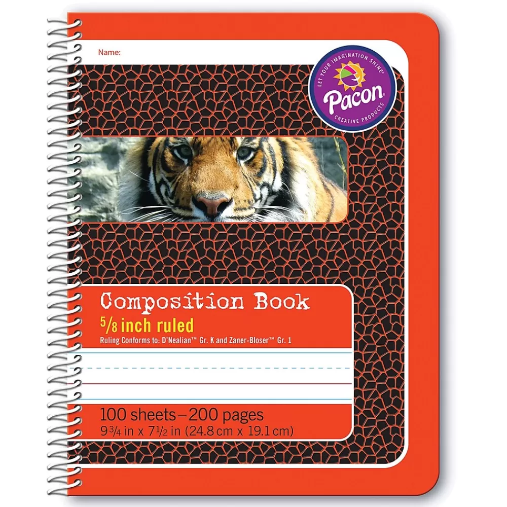 Pacon Composition Notebooks<Composition Notebooks, 9.75" x 7.5", Wide Ruled, 100 Sheets, Multicolor, 6/Bundle (PAC2432-6)
