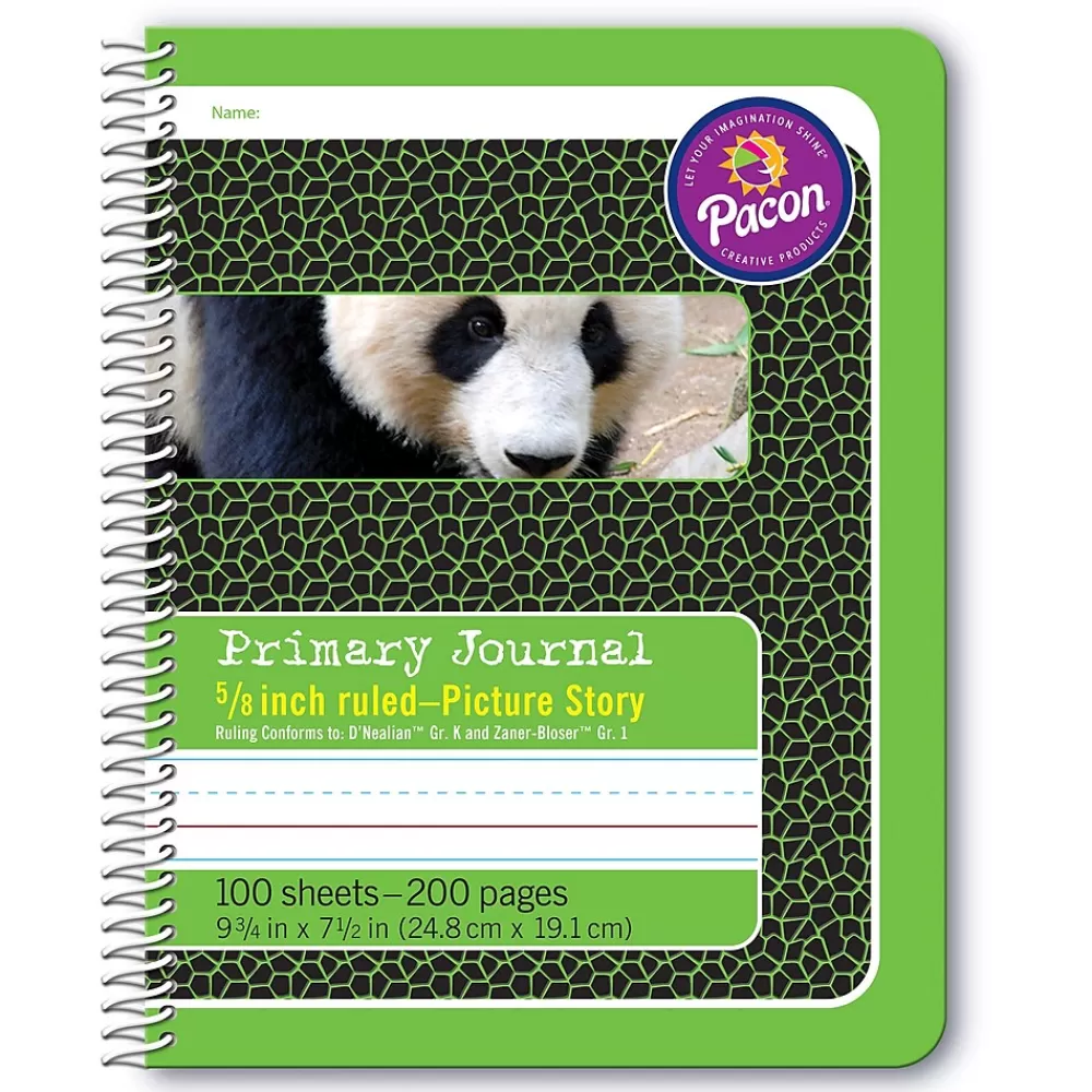 Pacon Journals<Spiral Bound Composition Book Hardcover Journal, 9.75" x 7.5", Green Panda (PAC2434)