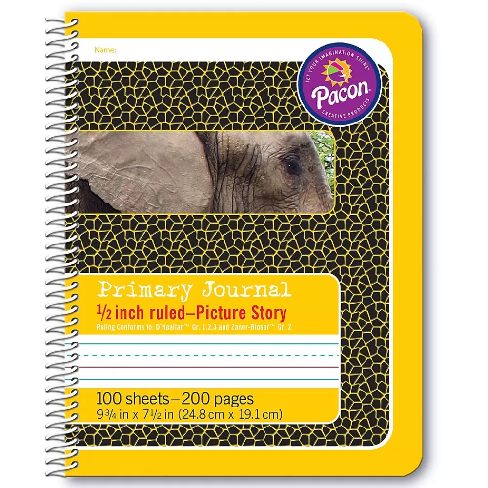 Pacon Journals<Spiral Bound Compostion Book Hardcover Journal, 9.75" x 7.5", Yellow Elephant (PAC2430)