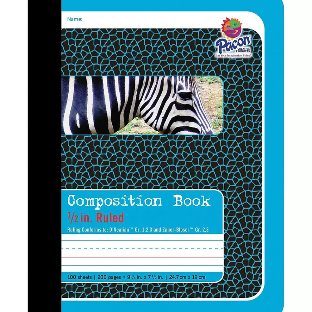 Pacon Composition Notebooks<1-Subject Composition Notebooks, 9.75" x 7.5", College Ruled, 200 Sheets, Blue (P2425)