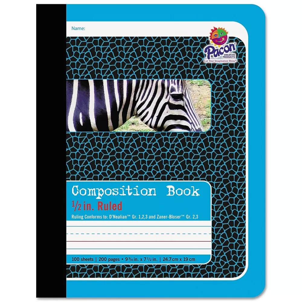 Pacon Composition Notebooks<1-Subject Composition Notebooks, 9.75" x 7.5", College Ruled, 200 Sheets, Blue (P2425)