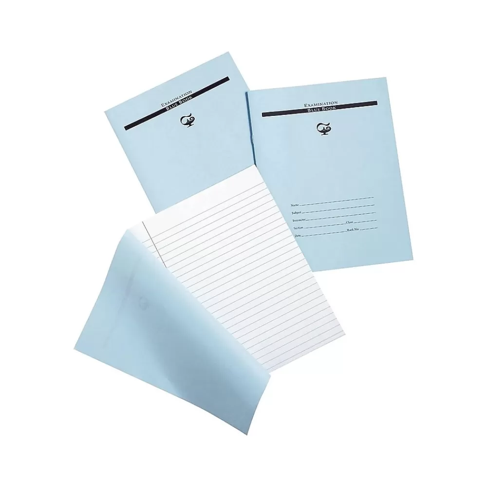 Pacon Notebooks<1-Subject Exam Notebooks, 7" x 8.5", Wide Ruled, 8 Sheets, Blue (PBB7816)