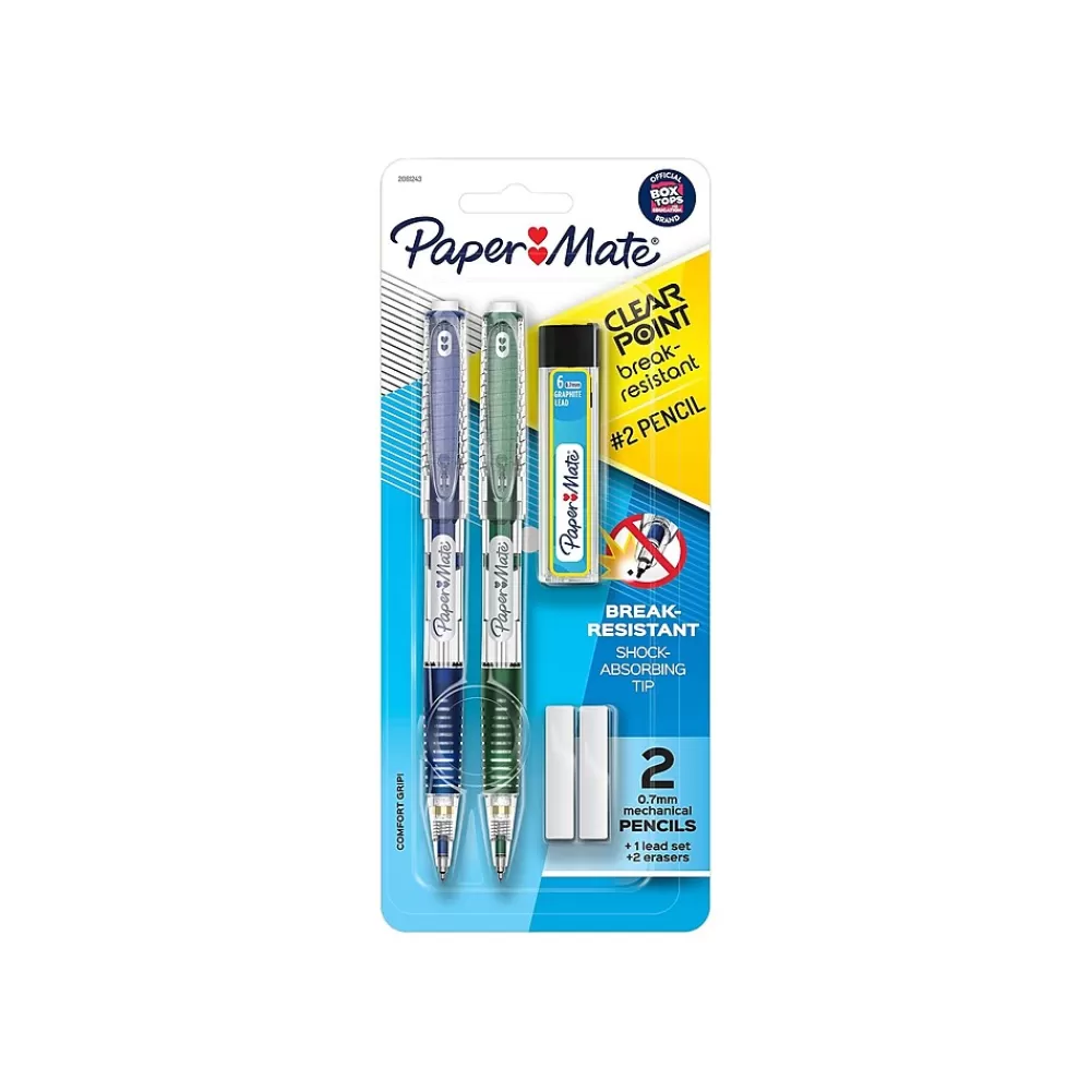 Paper Mate Pencils<Clearpoint Mechanical Pencils, 0.7mm, #2 Hard Lead, 2/Pack (2061243)