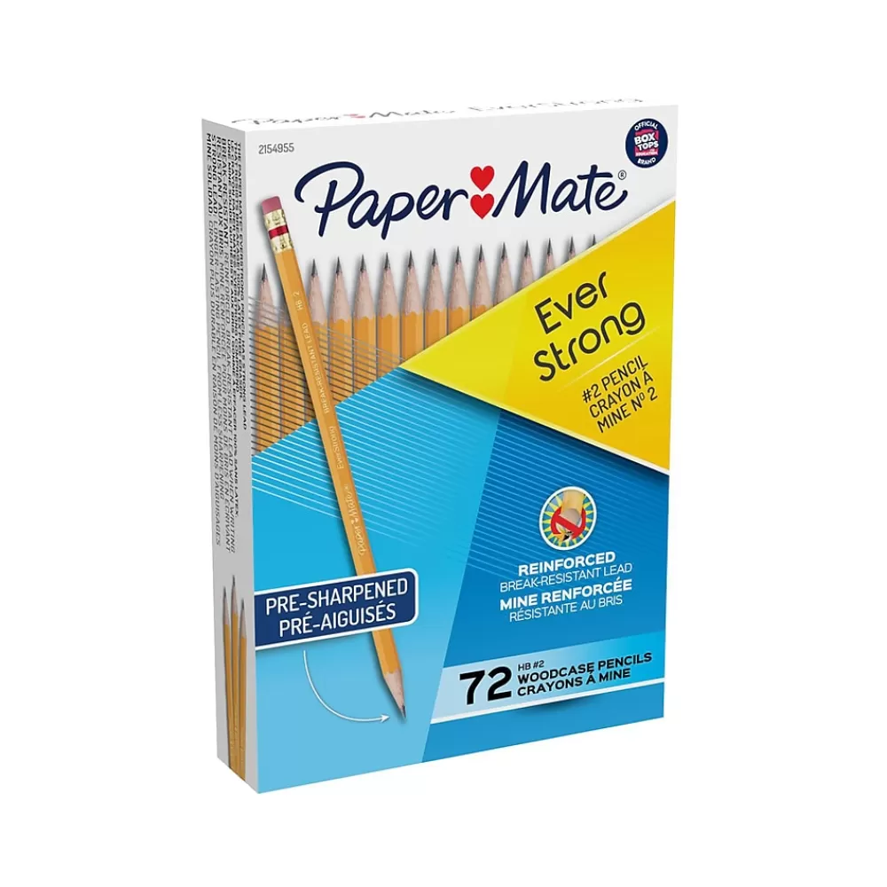 Paper Mate Pencils<EverStrong Erasable Woodcase Pencil, Black, 72/Box (2154955)