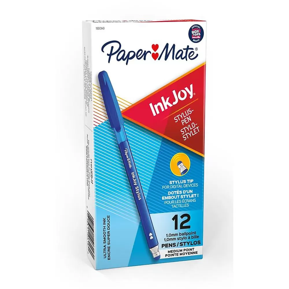 Paper Mate Pens<InkJoy 2 in 1 Stylus Ballpoint Pen, Medium Point, Blue Ink, Dozen (1951349)
