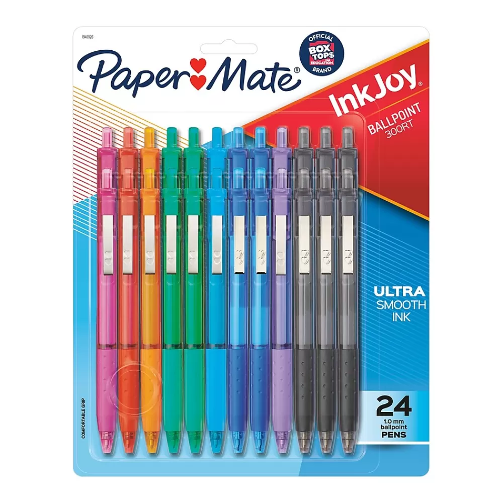 Paper Mate Pens<InkJoy 300 RT Retractable Ballpoint Pen, Medium Point, Assorted Ink, 24/Pack (1945926)