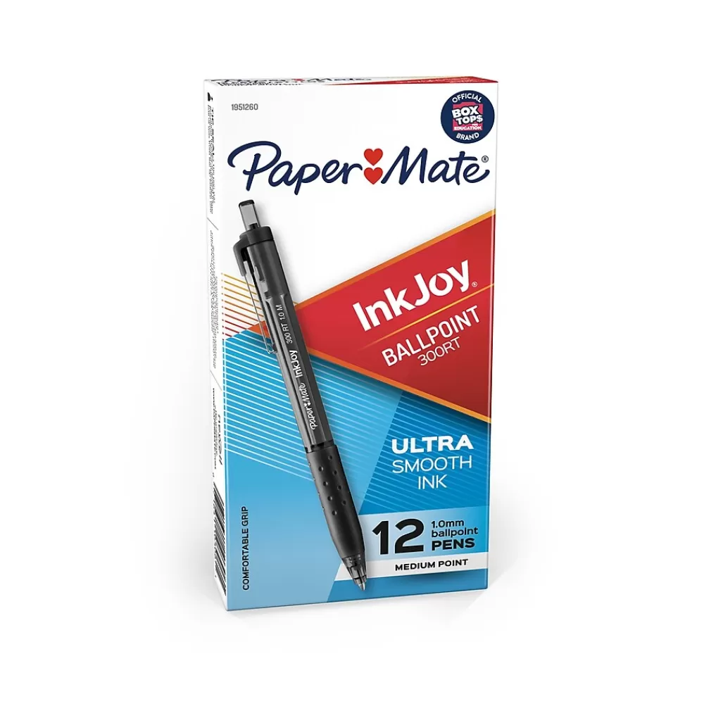 Paper Mate Pens<InkJoy 300 RT Retractable Ballpoint Pen, Medium Point, Black Ink, Dozen (1951260)