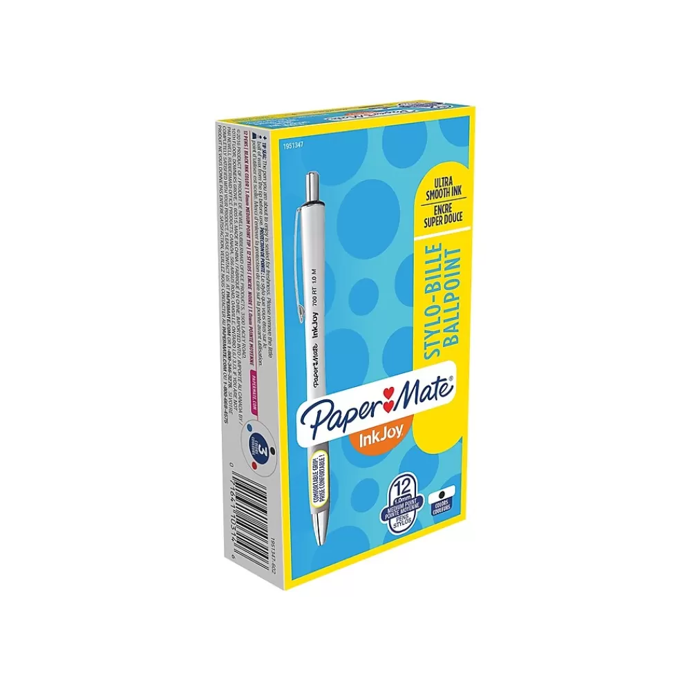 Paper Mate Pens<InkJoy 700 RT Retractable Ballpoint Pen, Medium Point, Black Ink, Dozen (1951347)