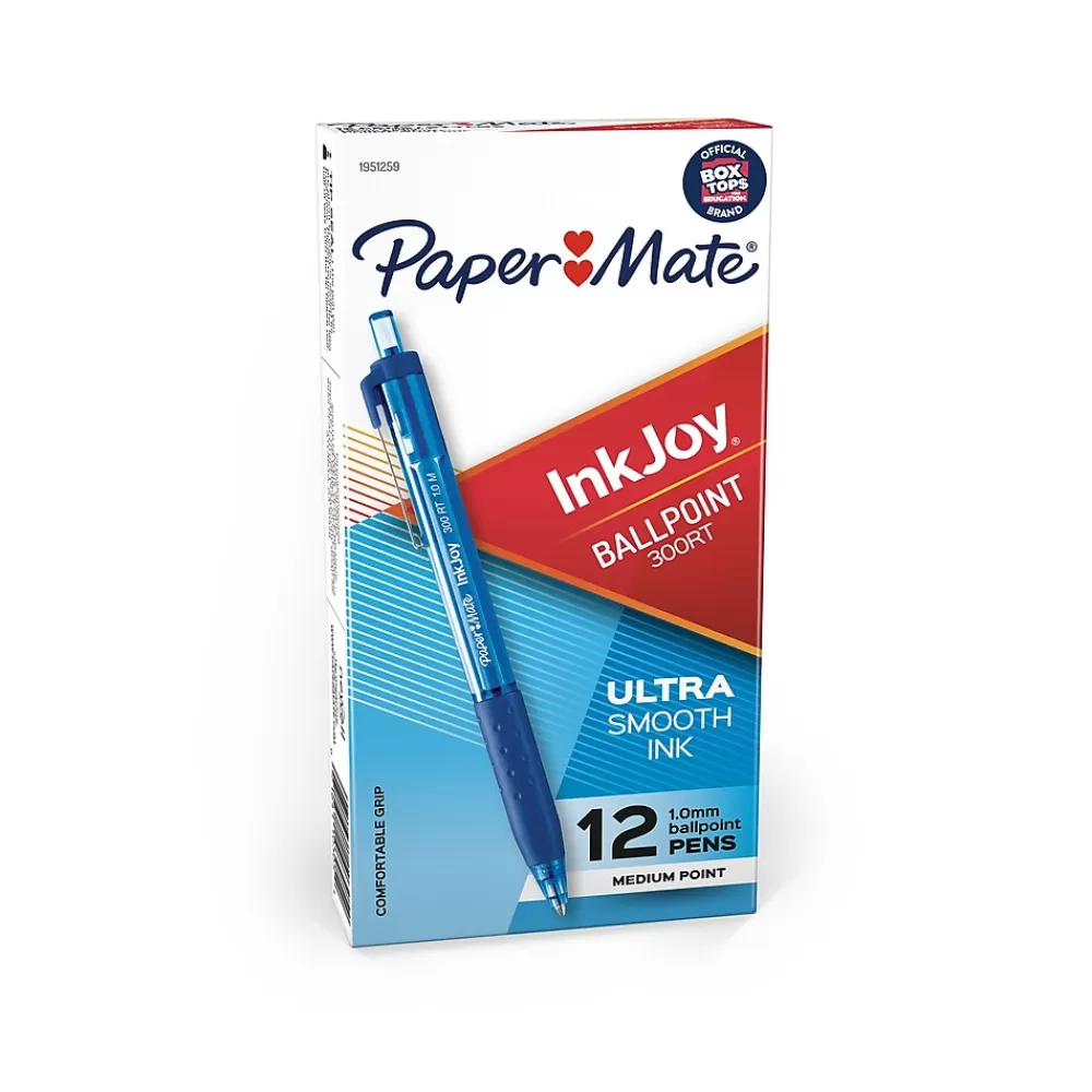 Paper Mate Pens<InkJoy 300 RT Retractable Ballpoint Pen, Medium Point, Blue Ink, Dozen (1951259)