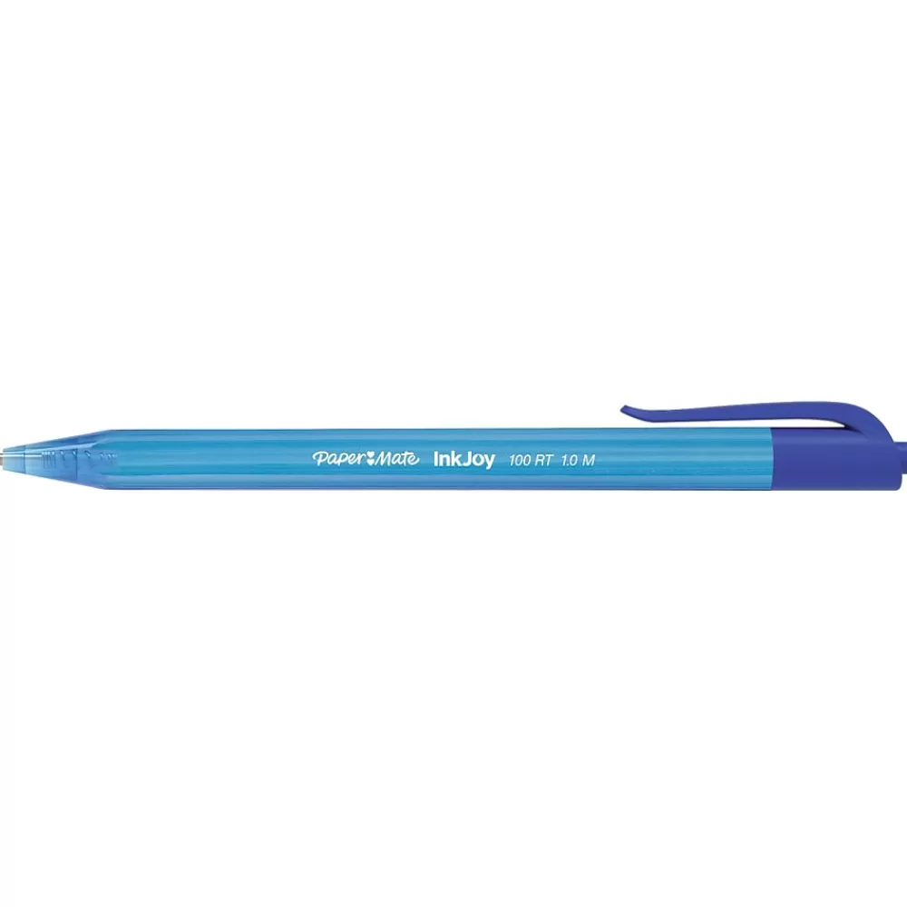 Paper Mate Pens<InkJoy 100 RT Retractable Ballpoint Pen, Medium Point, Blue Ink, Dozen (1803473)