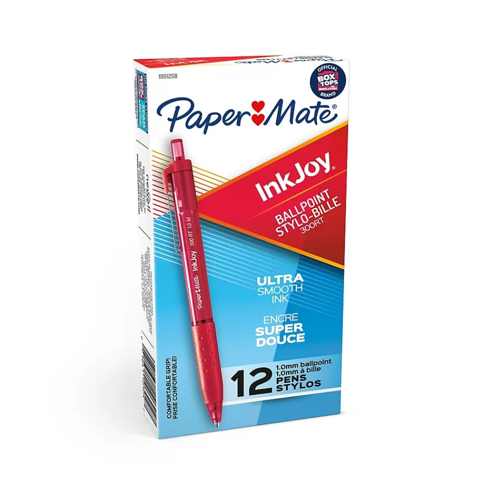 Paper Mate Pens<InkJoy 300 RT Retractable Ballpoint Pen, Medium Point, Red Ink, Dozen (1951258)