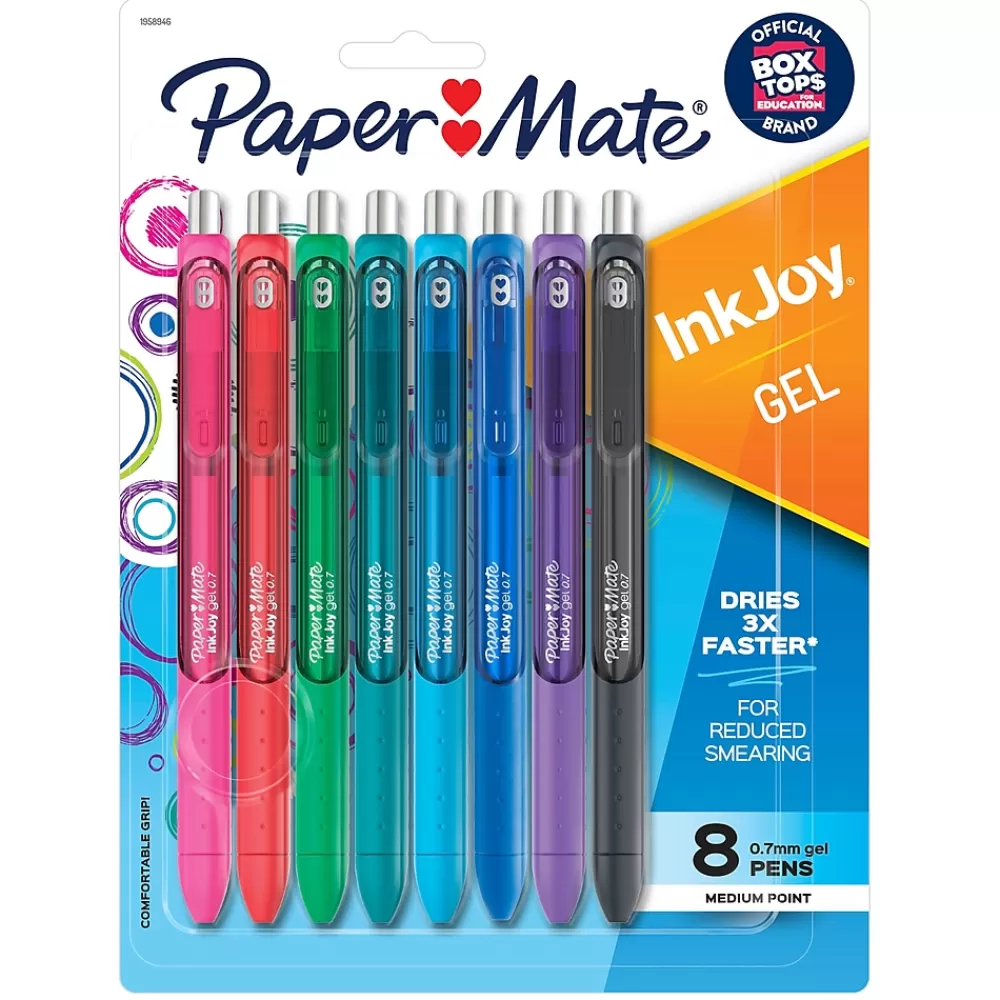 Paper Mate Pens<InkJoy Retractable Gel Pen, Medium Point, Assorted Ink, 8/Pack (1958946)