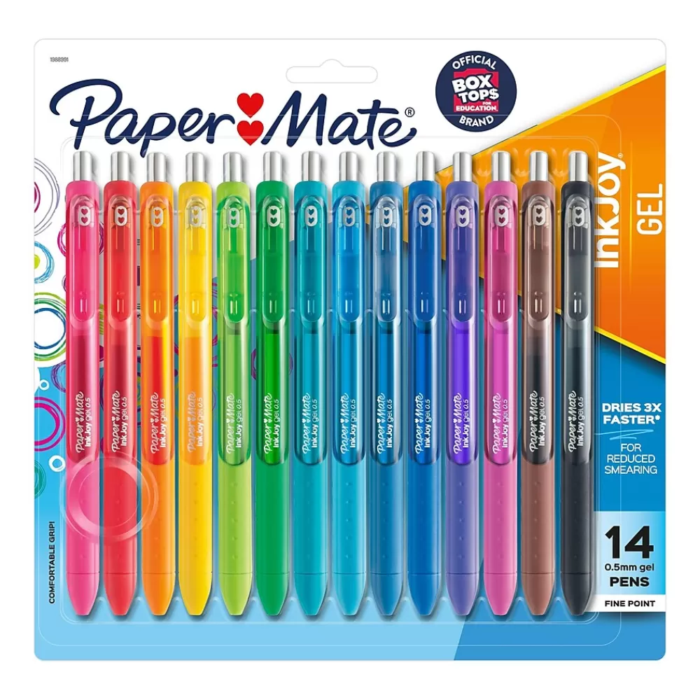 Paper Mate Pens<InkJoy Retractable Gel Pens, Fine Point, Assorted Ink, 14/Pack (1988991)