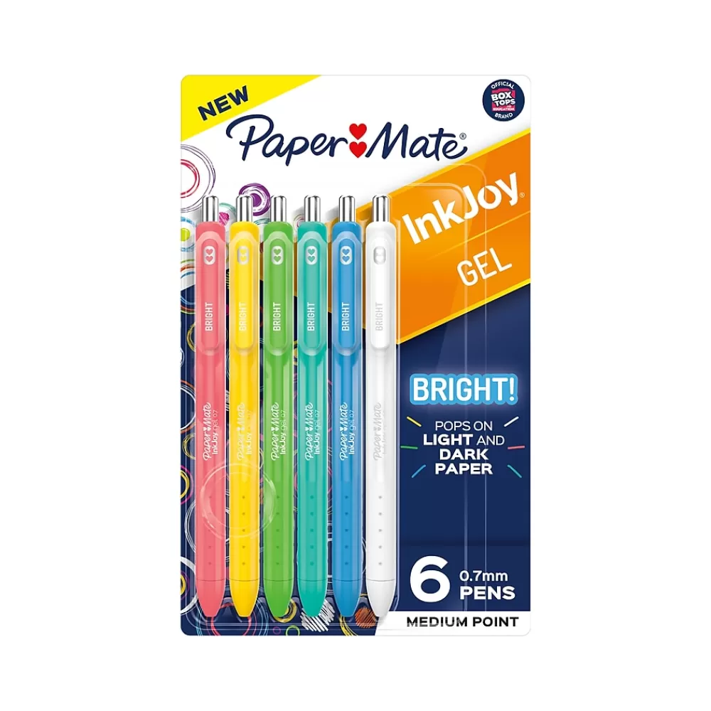 Paper Mate Pens<InkJoy Retractable Gel Pens, Medium Point, 0.7mm, Assorted Inks, 6/Pack (2173765)