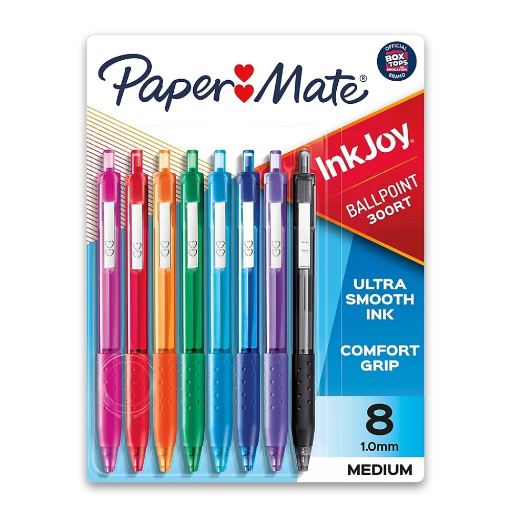 Paper Mate Pens<InkJoy 300RT Retractable Ballpoint Pens, Medium Point, 1.0mm, Assorted Ink, 8/Pack (1781564/1945921)