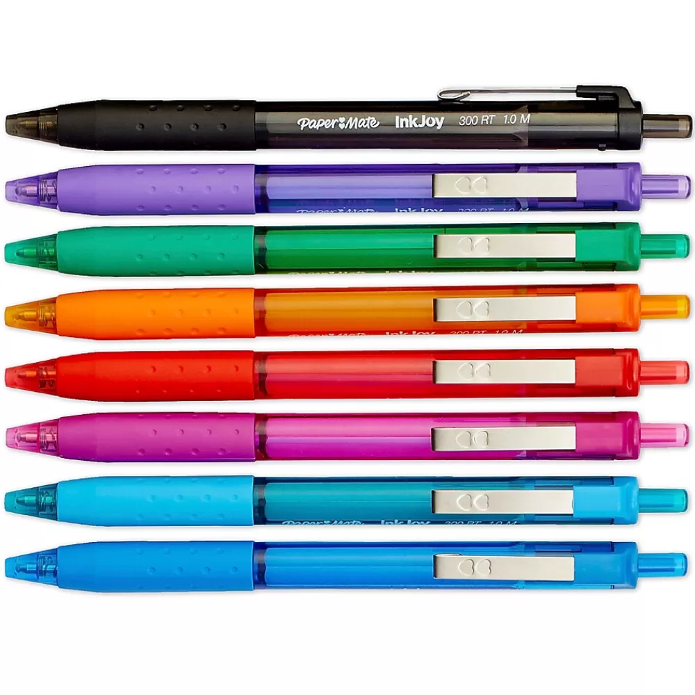 Paper Mate Pens<InkJoy 300RT Retractable Ballpoint Pens, Medium Point, 1.0mm, Assorted Ink, 8/Pack (1781564/1945921)