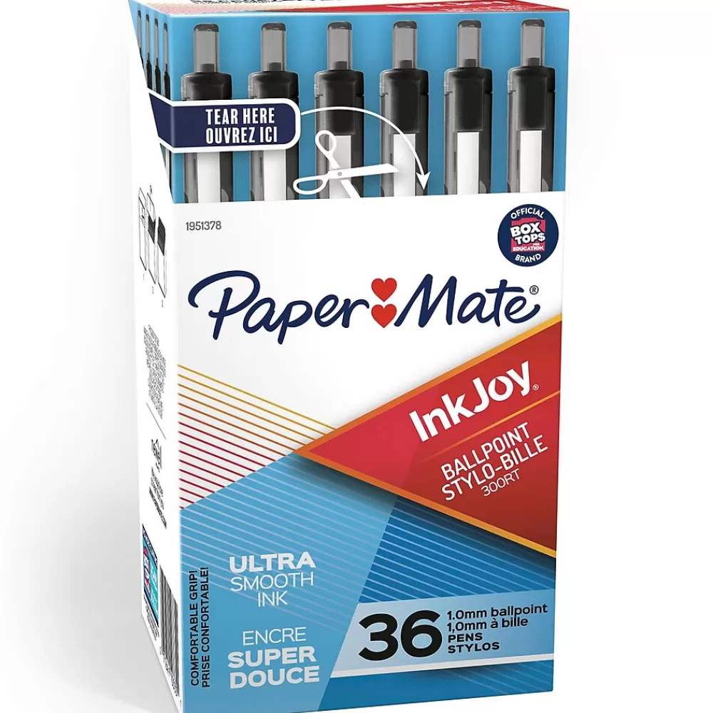 Paper Mate Pens<InkJoy 300RT Retractable Ballpoint Pens, Medium Point, 1.0mm, Black Ink, 36/Pack (1921068/1951378)