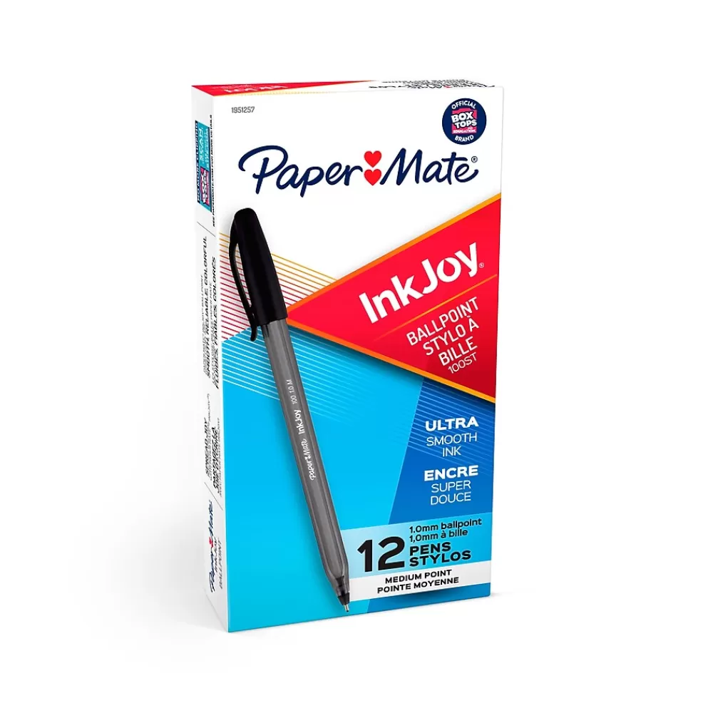 Paper Mate Pens<InkJoy 100ST Ballpoint Pen, Medium Point, Black Ink, Dozen (1951257)