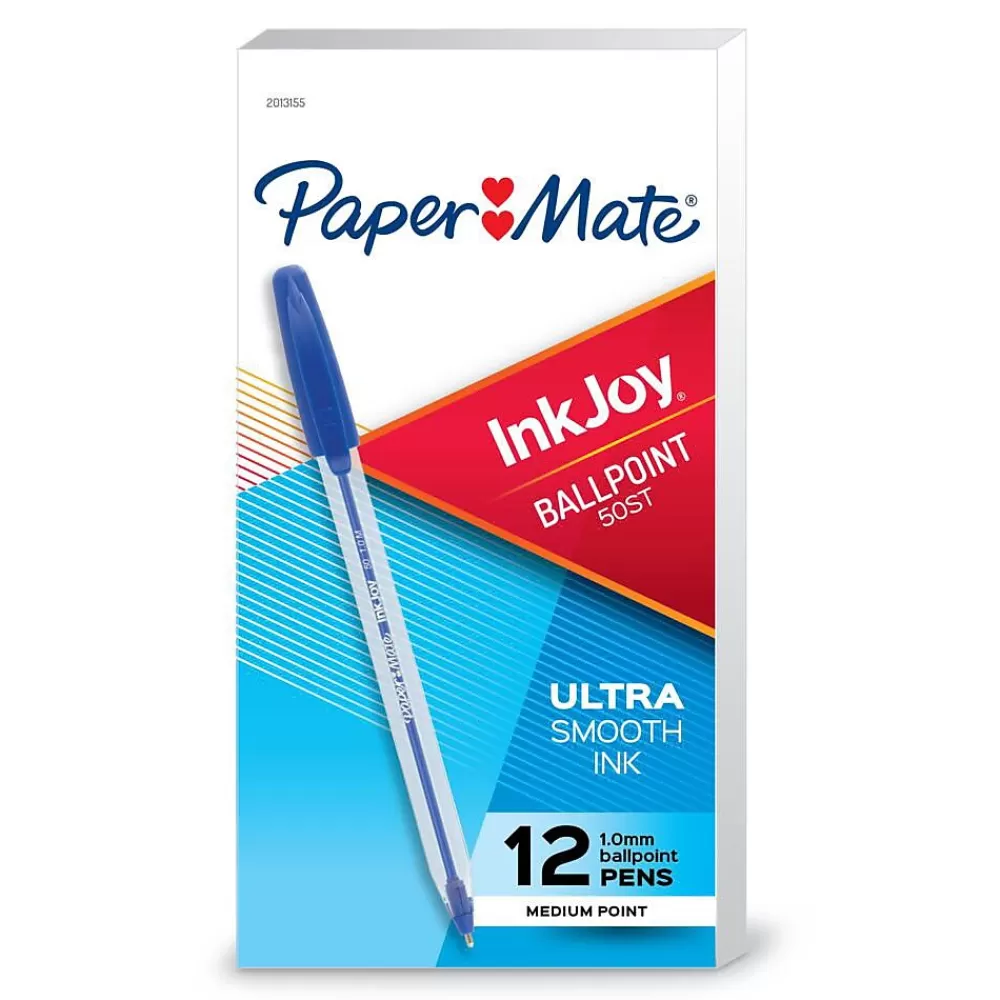 Paper Mate Pens<InkJoy 50ST Ballpoint Pen, Medium Point, Blue Ink, Dozen (2013155)