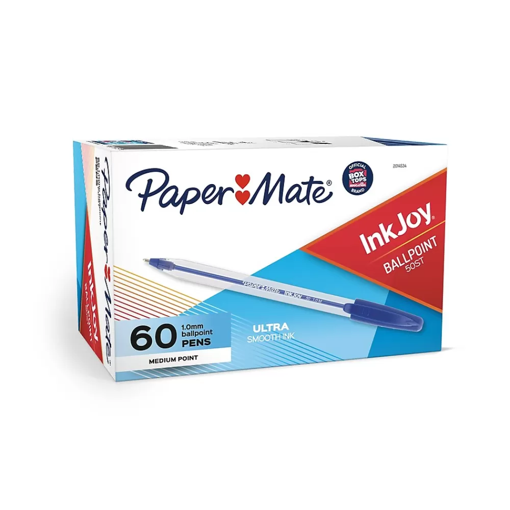 Paper Mate Pens<InkJoy 50ST Ballpoint Pen, Medium Point, Blue Ink, 60/Pack (2014534)