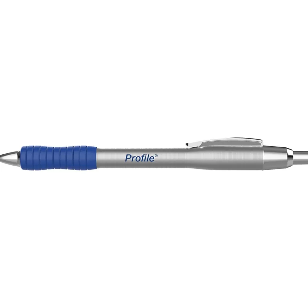 Paper Mate Pens<Profile Metal Barrel Retractable Ballpoint Pen, Medium Point, Blue Ink, 2/Pack (2130519)