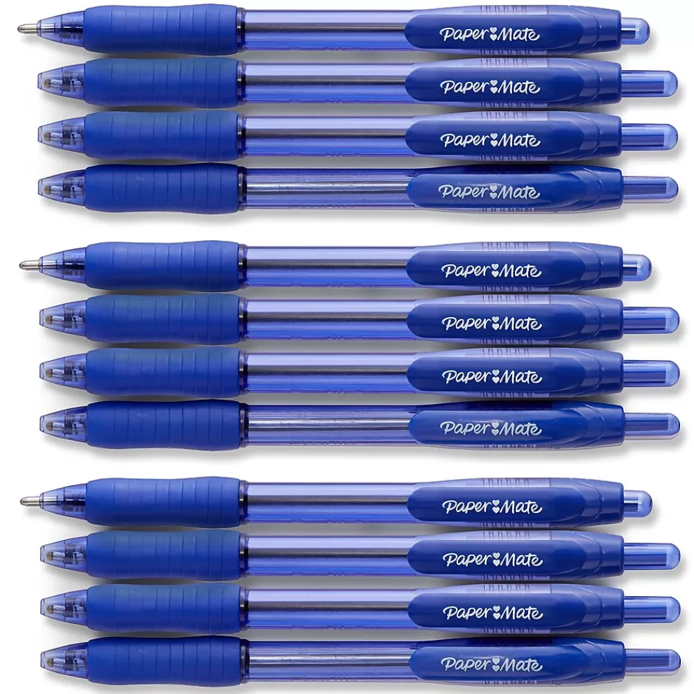 Paper Mate Pens<Profile Retractable Ballpoint Pen, Bold Point, Blue Ink, Dozen (89466)