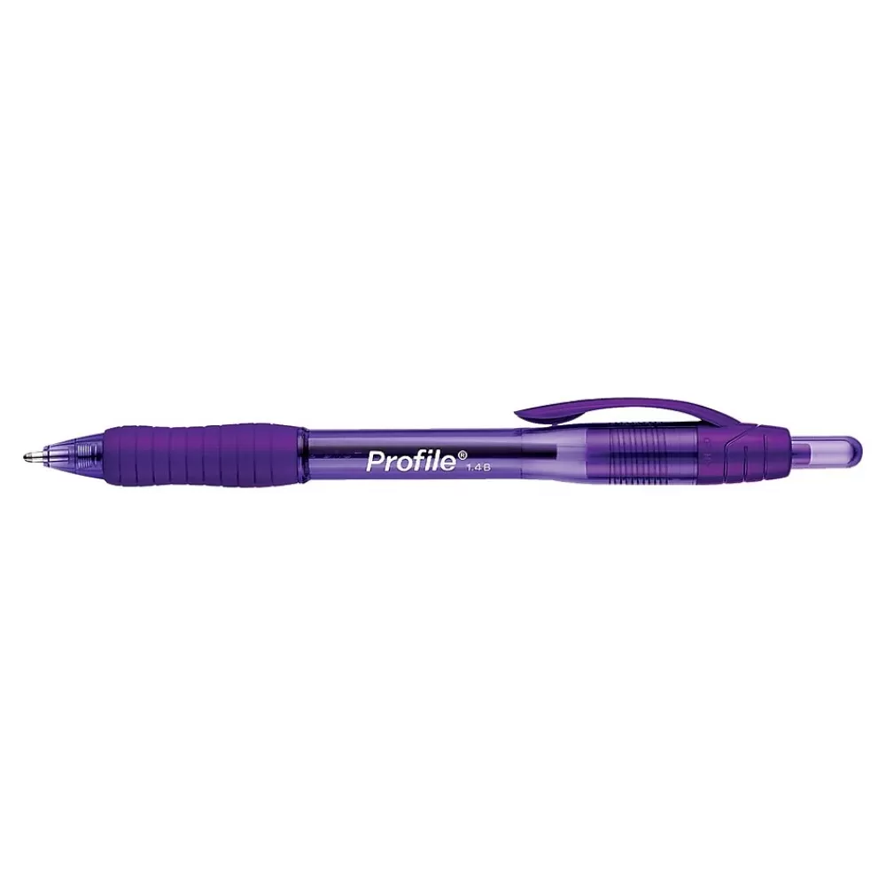 Paper Mate Pens<Profile Retractable Ballpoint Pen, Bold Point, Purple Ink, Dozen (35830)