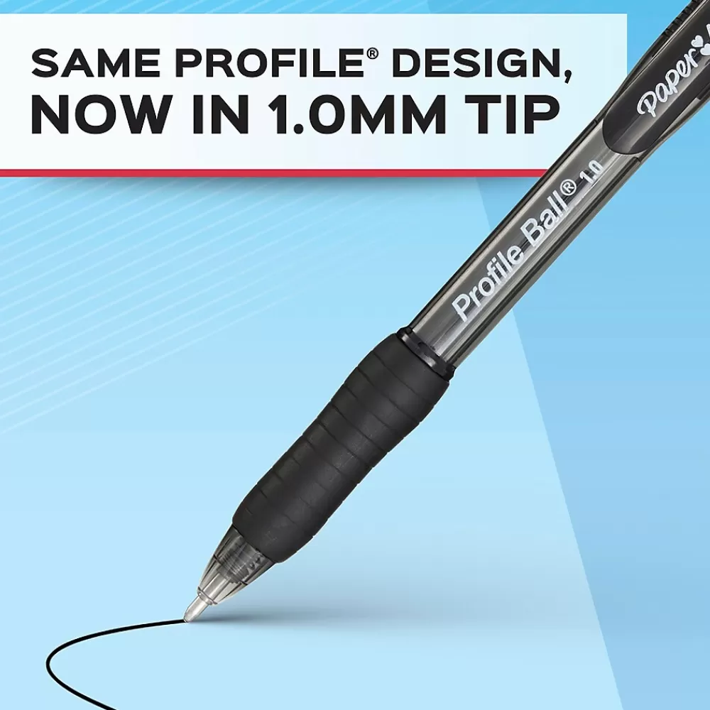 Paper Mate Pens<Profile Retractable Ballpoint Pen, Medium Point, Black Ink, Dozen (2095470)