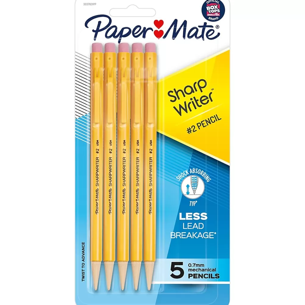 Paper Mate Pencils<SharpWriter Mechanical Pencil, 0.7mm, #2 Medium Lead, 5/Pack (30376/2119640)