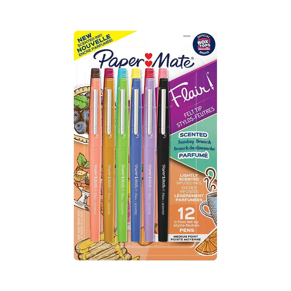 Paper Mate Pens<Sunday Brunch Scented Flair Pen, Medium Point, Assorted Ink, Dozen (2125359)