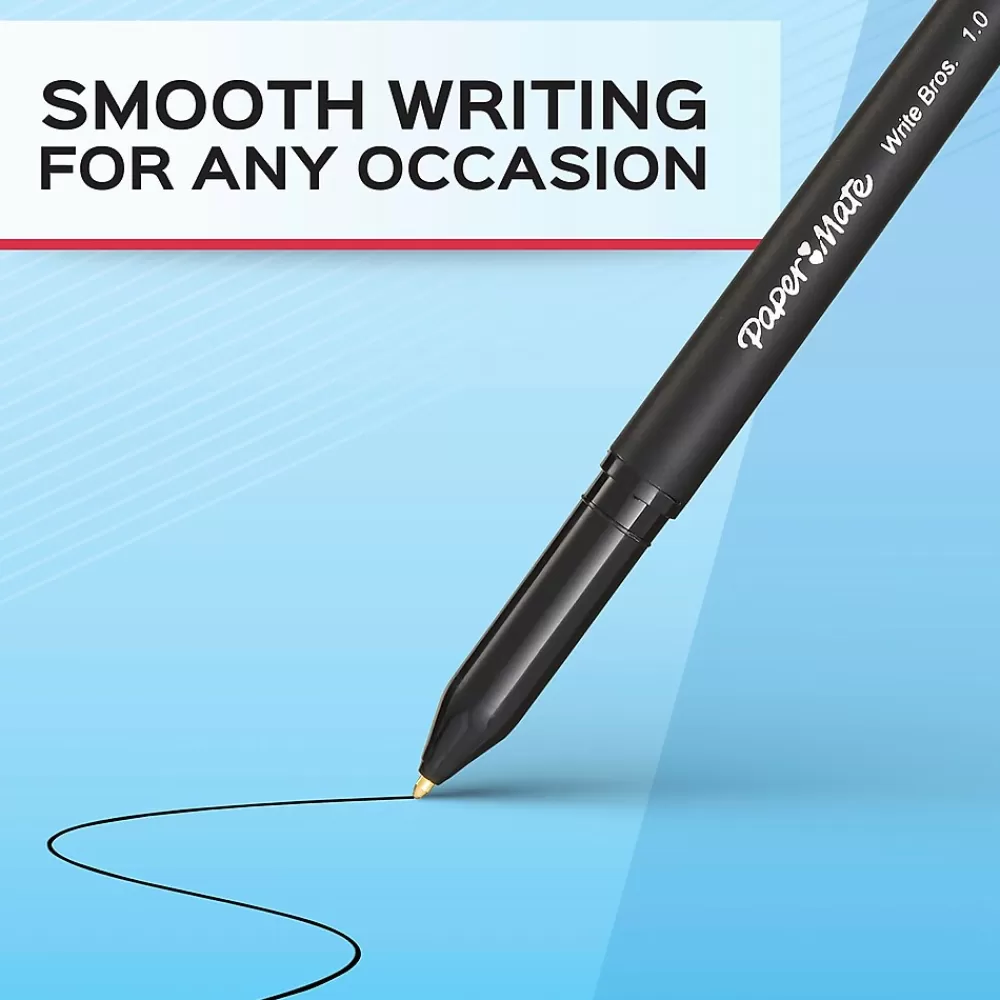 Paper Mate Pens<Write Bros. Ballpoint Pen, Medium Point, Red Ink, 1 Dozen (3321131)