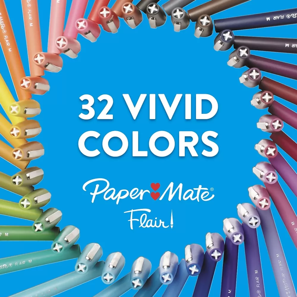 Paper Mate Pens<PaperMate Flair Felt Pen, Medium Point, 0.7mm, Red Ink, 4 Pack (84244)