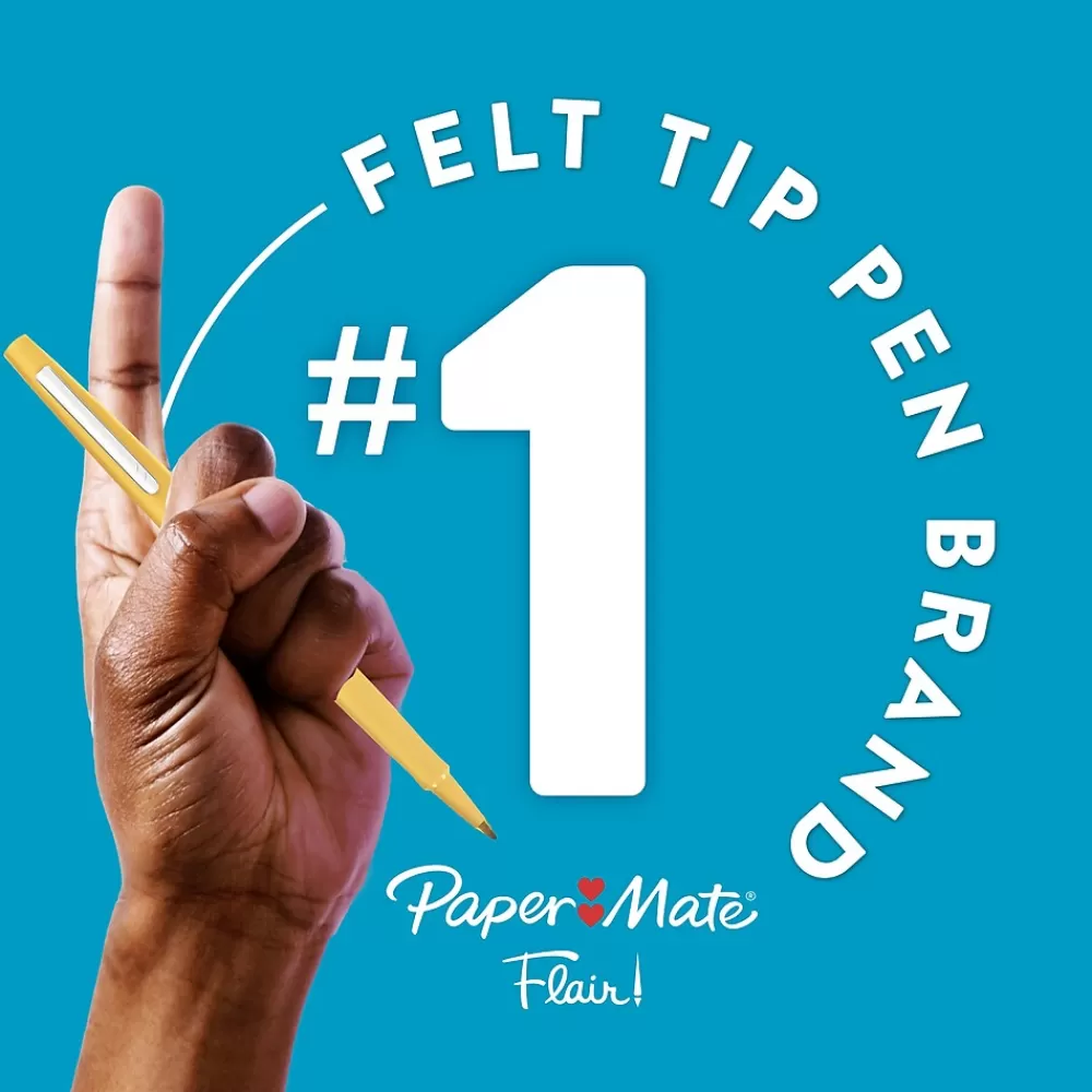 Paper Mate Pens<PaperMate Flair Felt Pen, Medium Point, 0.7mm, Red Ink, 4 Pack (84244)