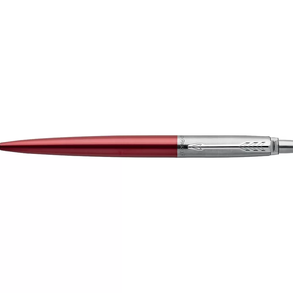 Parker Pens<Jotter Kensington Red CT Retractable Ballpoint Pen, Medium Point, Blue Ink (1953241)