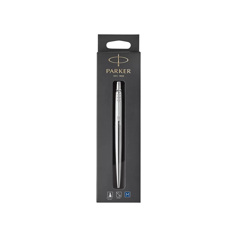 Parker Pens<Jotter Retractable Ballpoint Pen, Medium Point, Blue Ink (1953205)