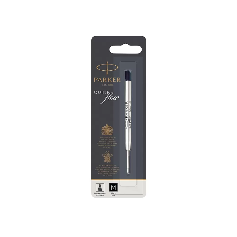 Parker Pens<Quinkflow Ballpoint Pen Refill, Medium Tip, Black Ink (1950369)