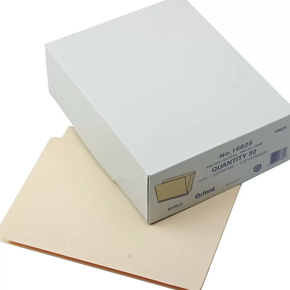 Pendaflex File Folders<End Tab File Folder, Straight Cut, Letter Size, Manila, 50/Box (16625)