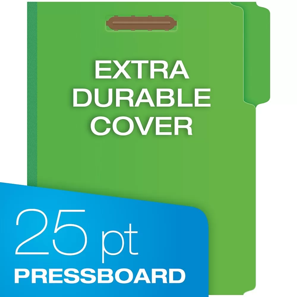 Pendaflex File Folders<Pressboard Fastener Folders, 1/3-Cut Tab, Letter Size, Dark Green, 25/BX (15938GW)