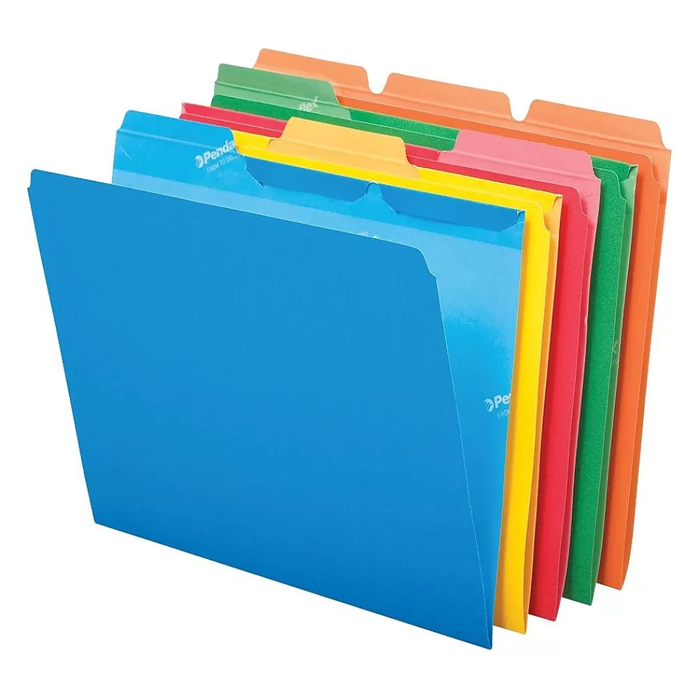 Pendaflex File Folders<Ready-Tab File Folders, Letter Size, 3 Tab, Assorted Colors, 50/Box (42338)