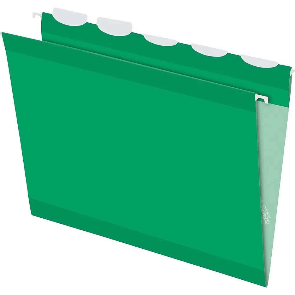 Pendaflex Hanging File Folders<Ready-Tab Reinforced Hanging File Folder, 5-Tab, Letter, Bright Green, 25/Box (42626)
