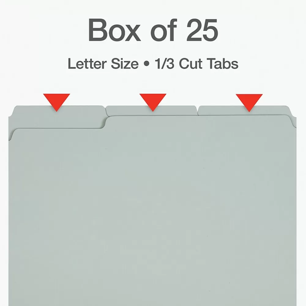 Pendaflex File Folders<Recycled File Folder, 1/3 Tab, Letter Size, Light Green, 25/Box (17167)