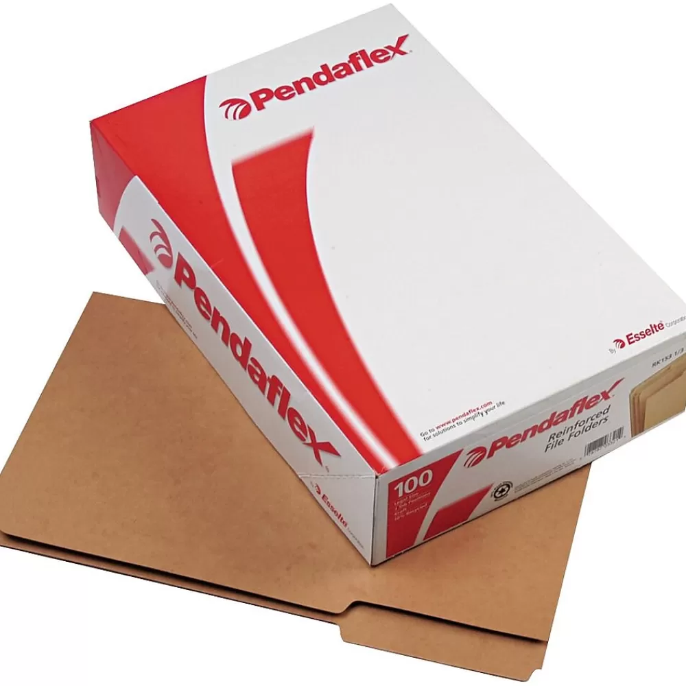 Pendaflex File Folders<Recycled File Folder, 1/3-Cut Tab, Legal Size, Brown, 100/Box (RK1531/3)