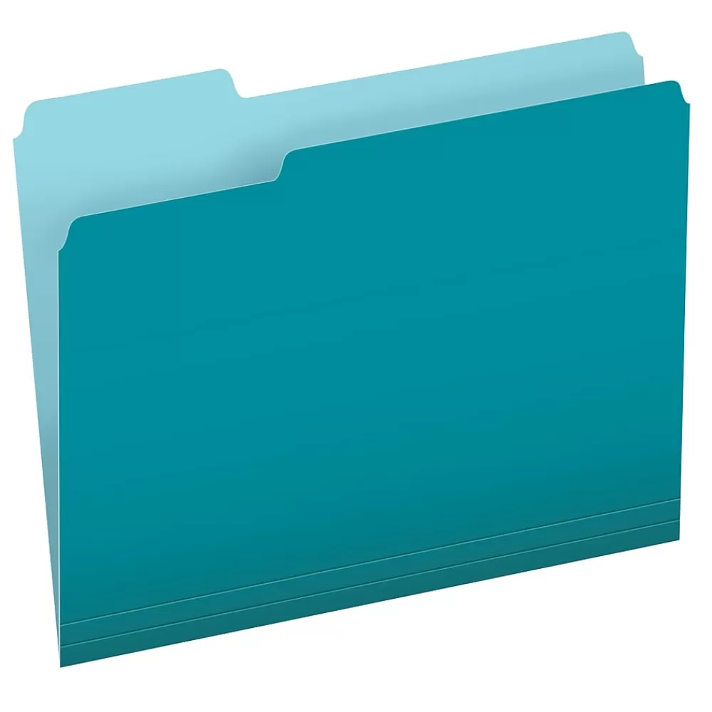 Pendaflex File Folders<Recycled File Folder, 2/5-Cut Tab, Letter Size, , 100/Box (42101/3AQU)