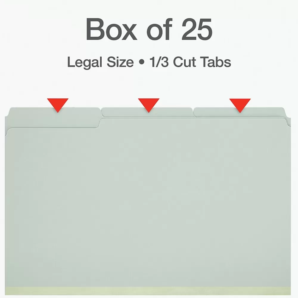 Pendaflex File Folders<Recycled File Folder, 1-Tab, Legal Size, Light Green, 25/Box (1006934)