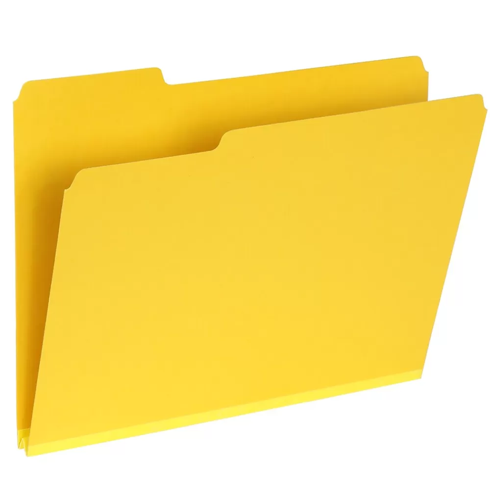 Pendaflex File Folders<Recycled File Folder, 1-Tab, Letter Size, Yellow, 25/Box (1007022)