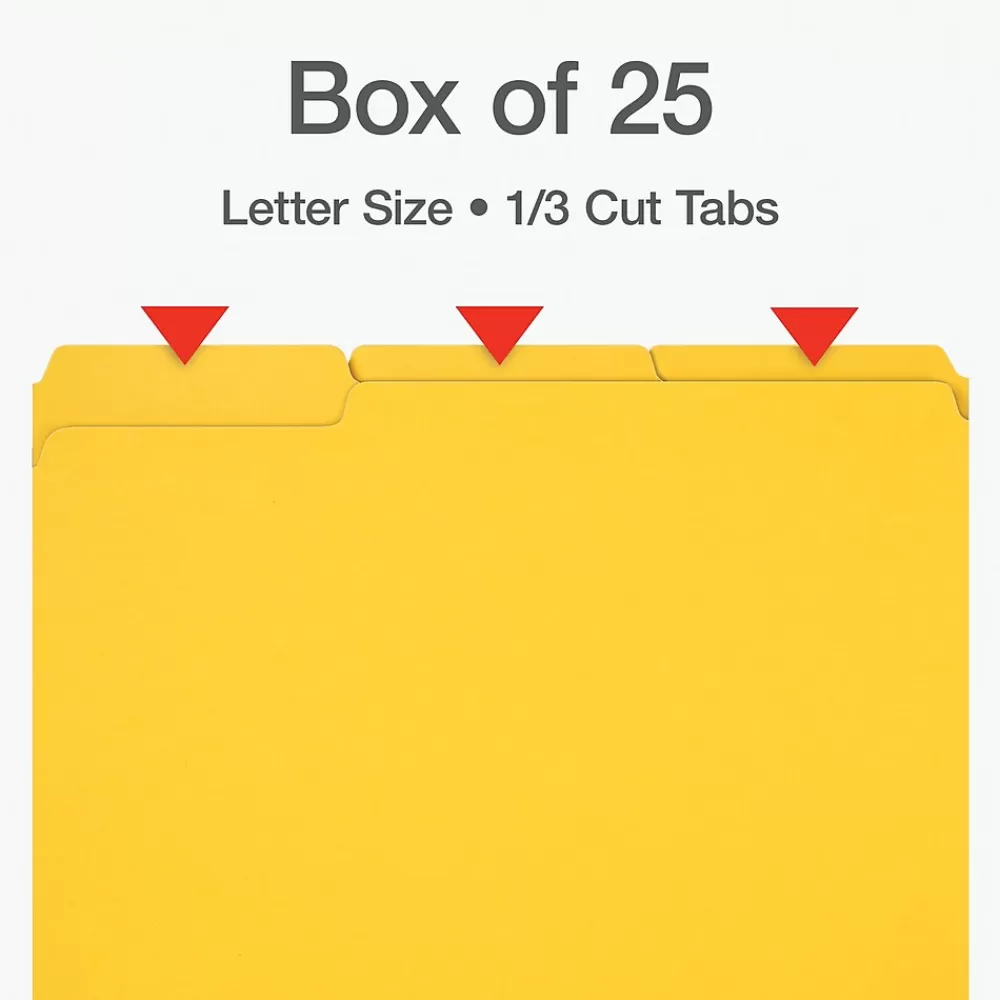 Pendaflex File Folders<Recycled File Folder, 1-Tab, Letter Size, Yellow, 25/Box (1007022)